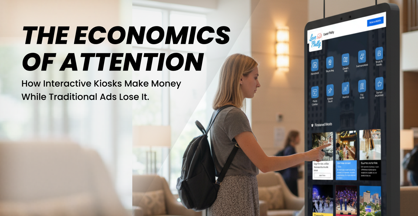 The Economics of Attention: How Interactive Kiosks Make Money While Traditional Ads Lose It