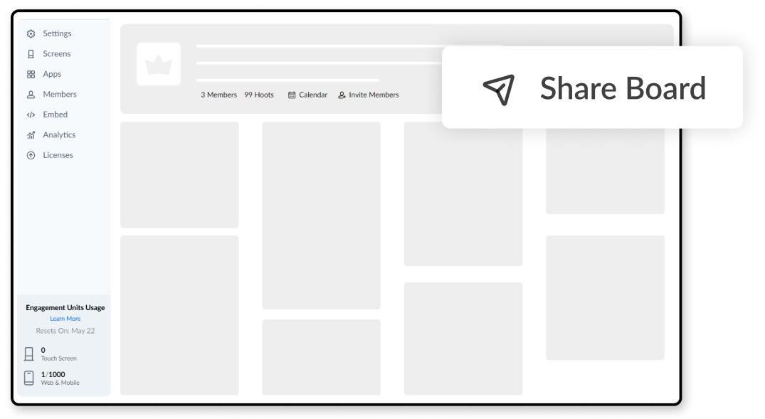 Hoot &amp; Board Share Functionality Board Share