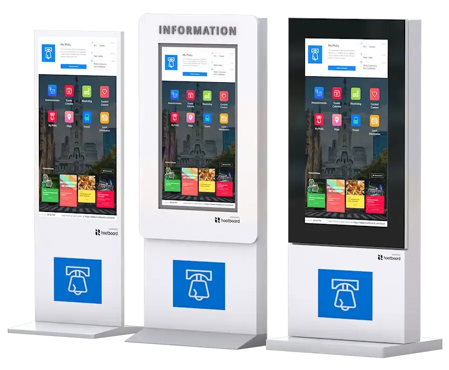 a bunch of kiosks in a row